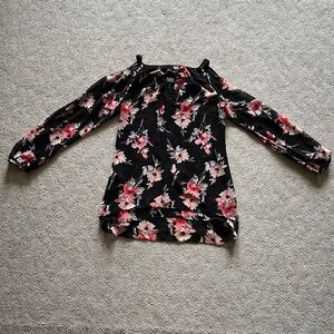White House Black Market Cold Shoulder Long Sleeve Blouse